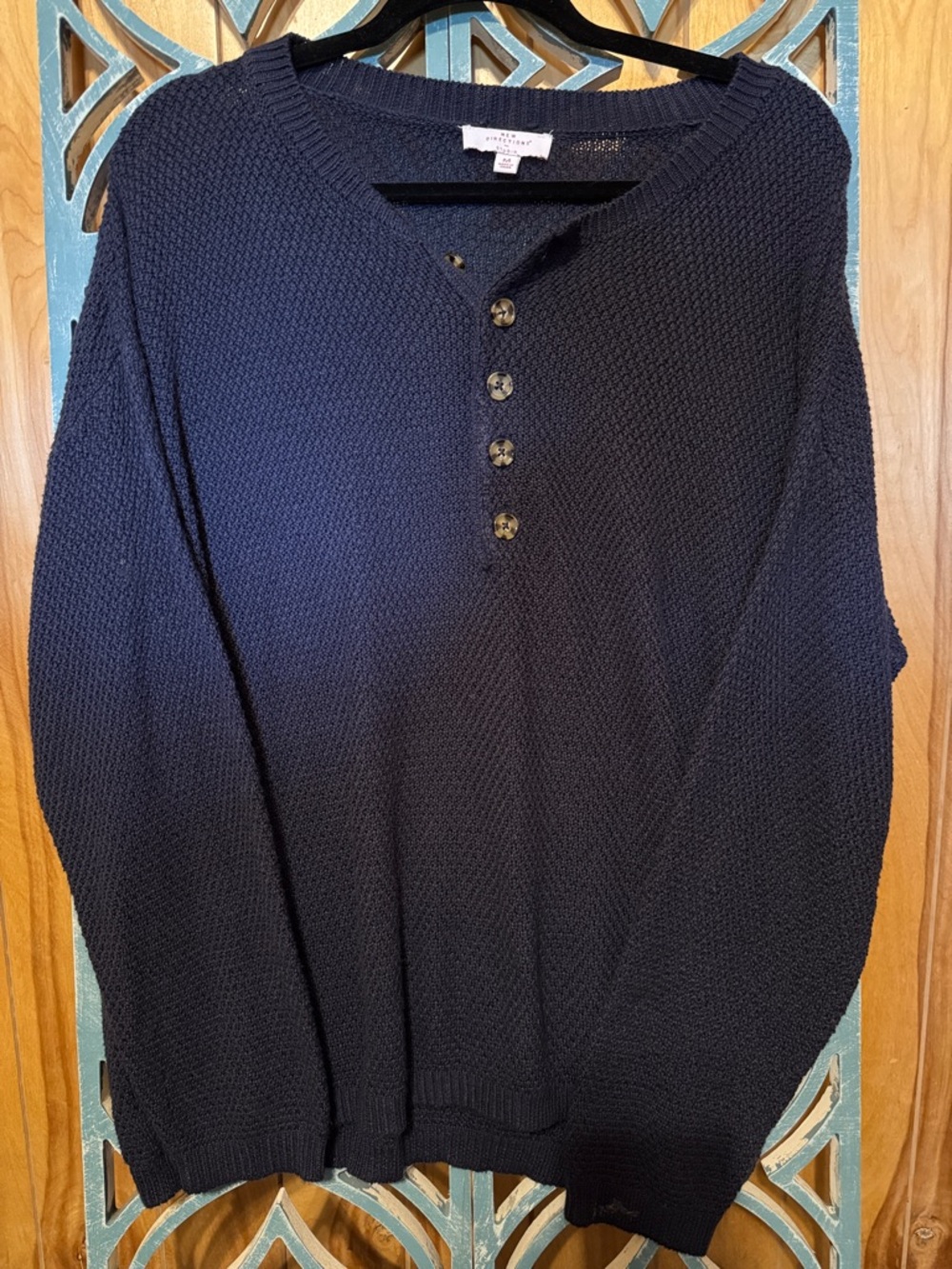 new directions Navy Textured Henley Sweater